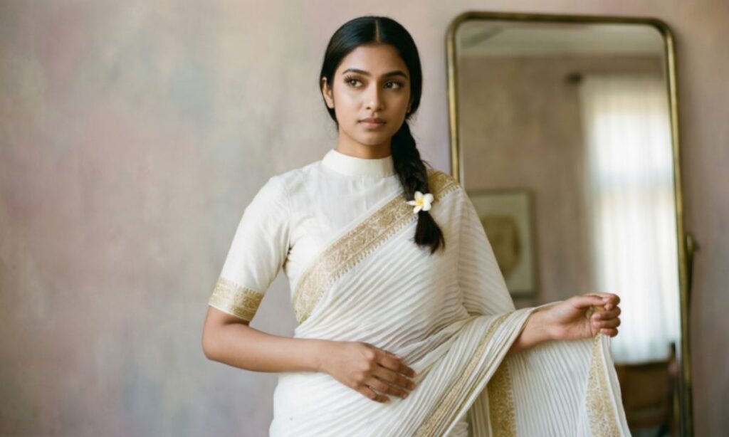 short-white-saree-captions